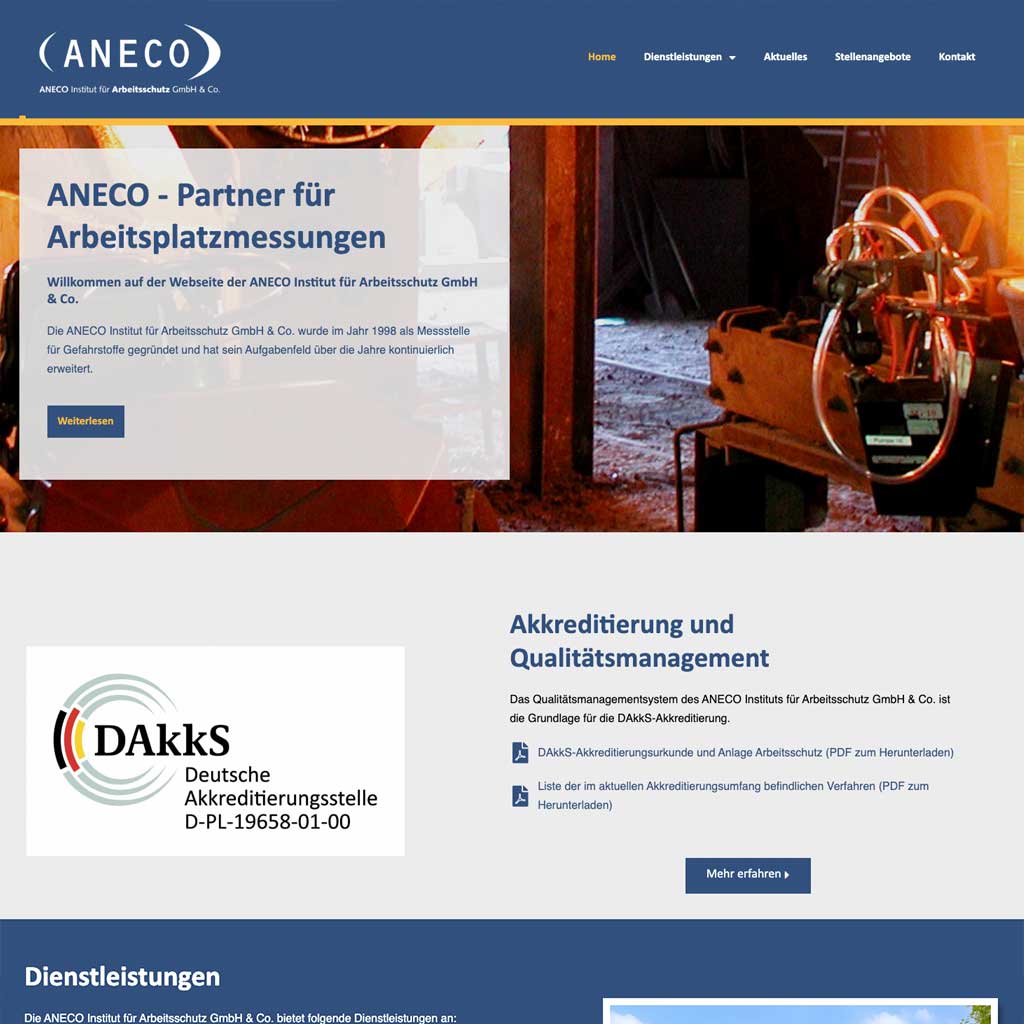 Aneco Arbeitschutz Website